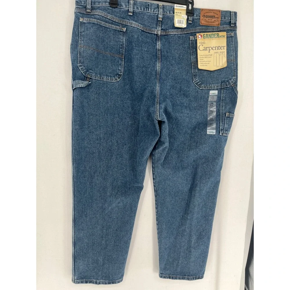 Gander Mountain Carpenter Jeans Mens 48x30 Loose Fit Hammer Loop Blue Denim